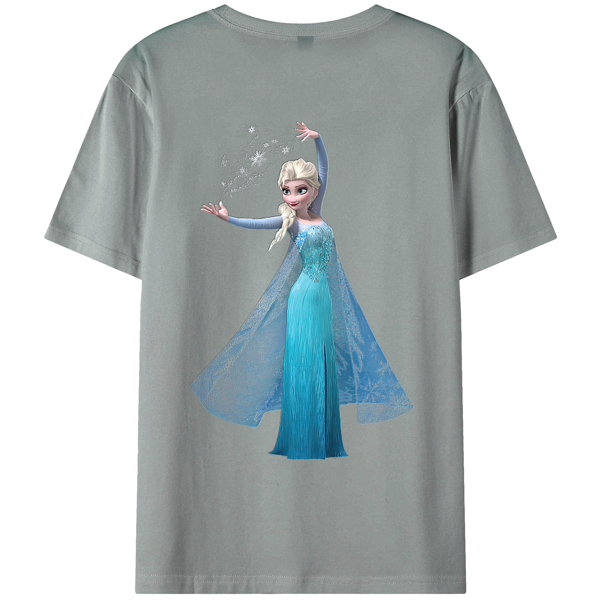 （画像用） アナと雪の女王 アンナ エルサ Frozen Anna Elsa 綿100％ メンズ半袖Tシャツ（バックプリント） 通気性